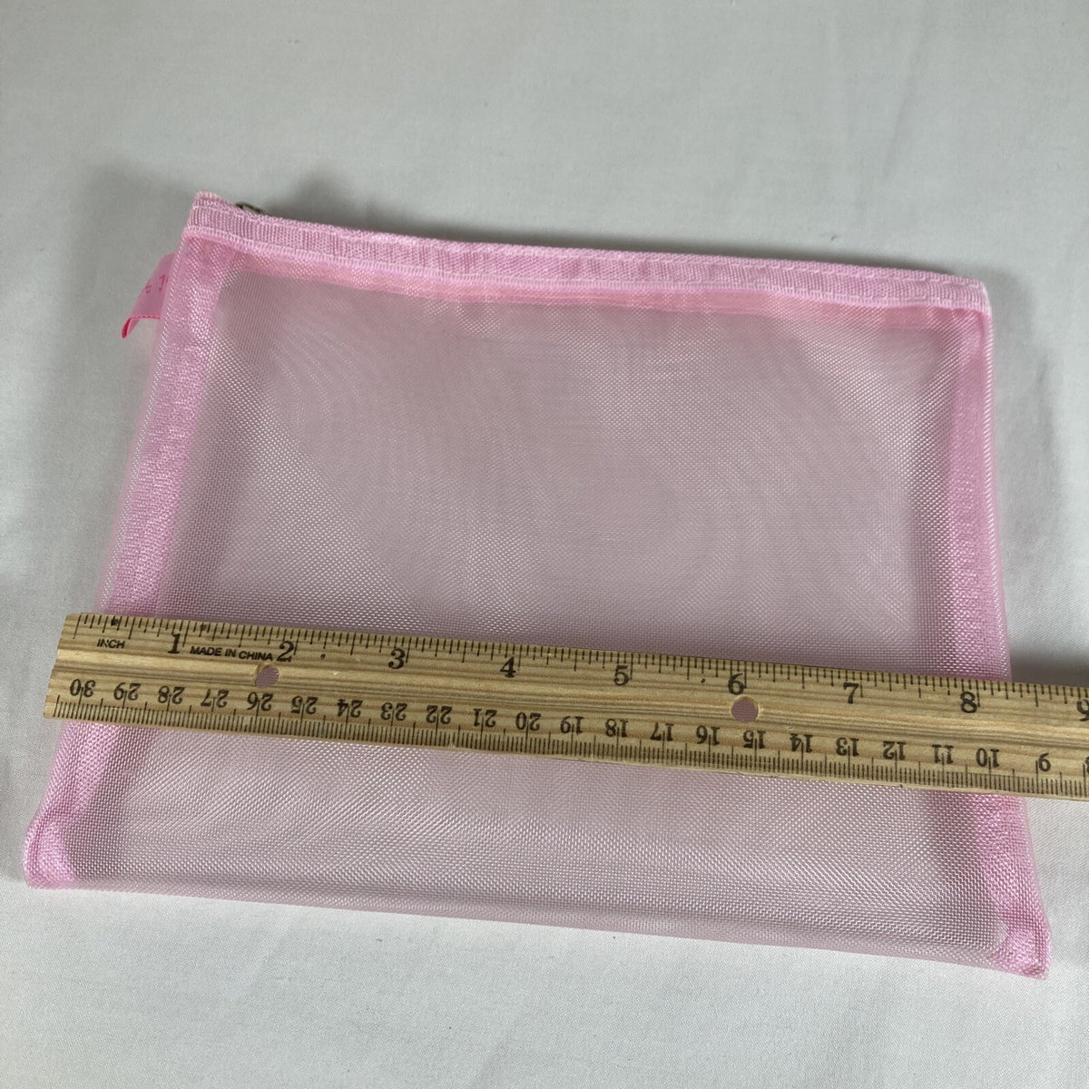 Pink Mesh Makeup Bag with Zipper 6.5 x 8.5 Inches