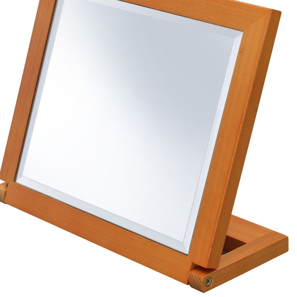8-Inch Adjustable Polyresin Makeup Mirror with Walnut Finish