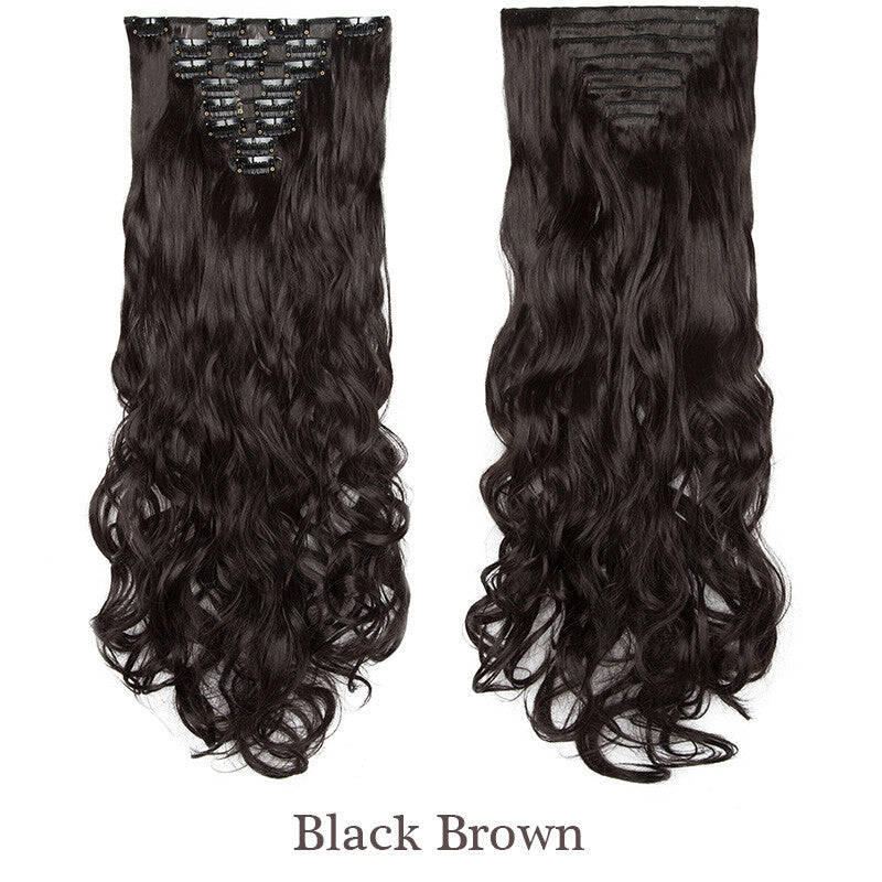 Clip-In Hair Extensions Full Head Ombre Highlight Synthetic Thick Hair 8-24 Inches