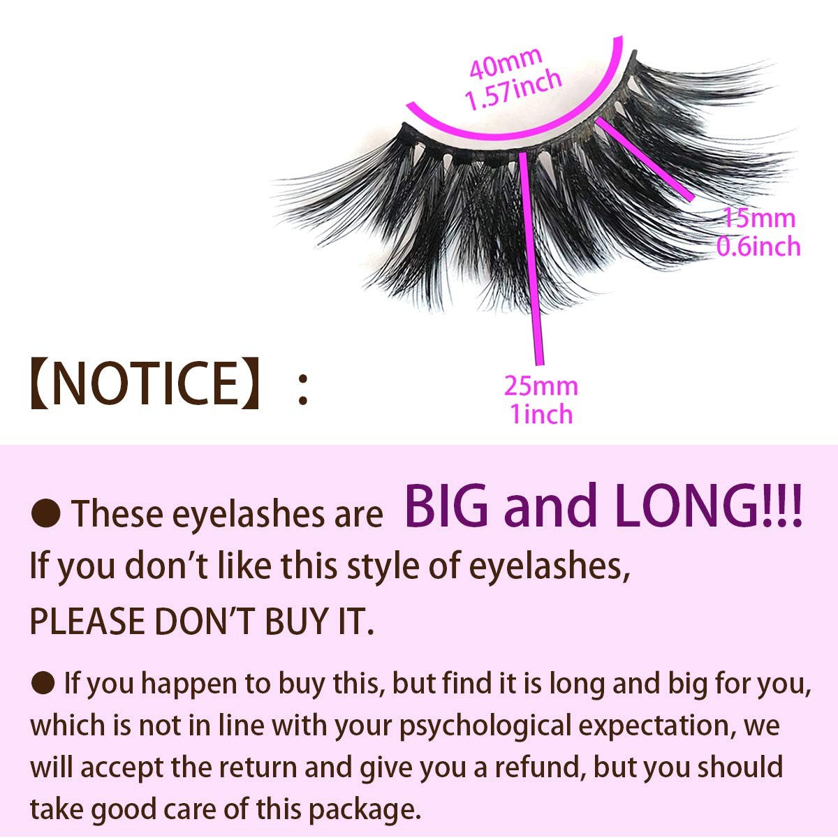 25mm Dramatic Faux Mink Lashes - Fluffy Volume 6D False Eyelashes