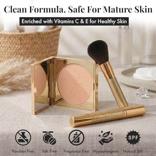 Mineral Powder Foundation Set for Mature Skin - 4 Pieces, Medium Shade