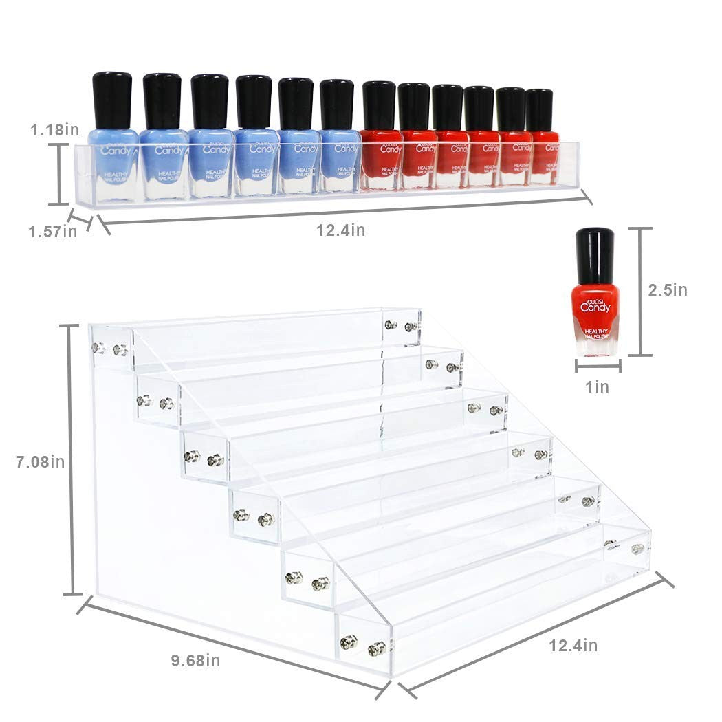 72 Bottle Nail Polish Organizer Rack Acrylic Display Storage 6-Tier