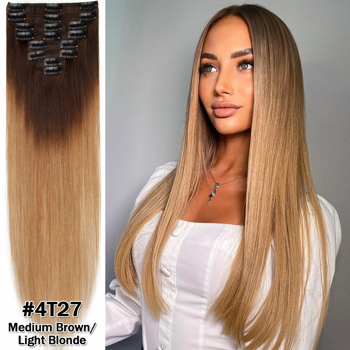 Clip-In Remy Human Hair Extensions Full Head Set - Multiple Colors & Lengths