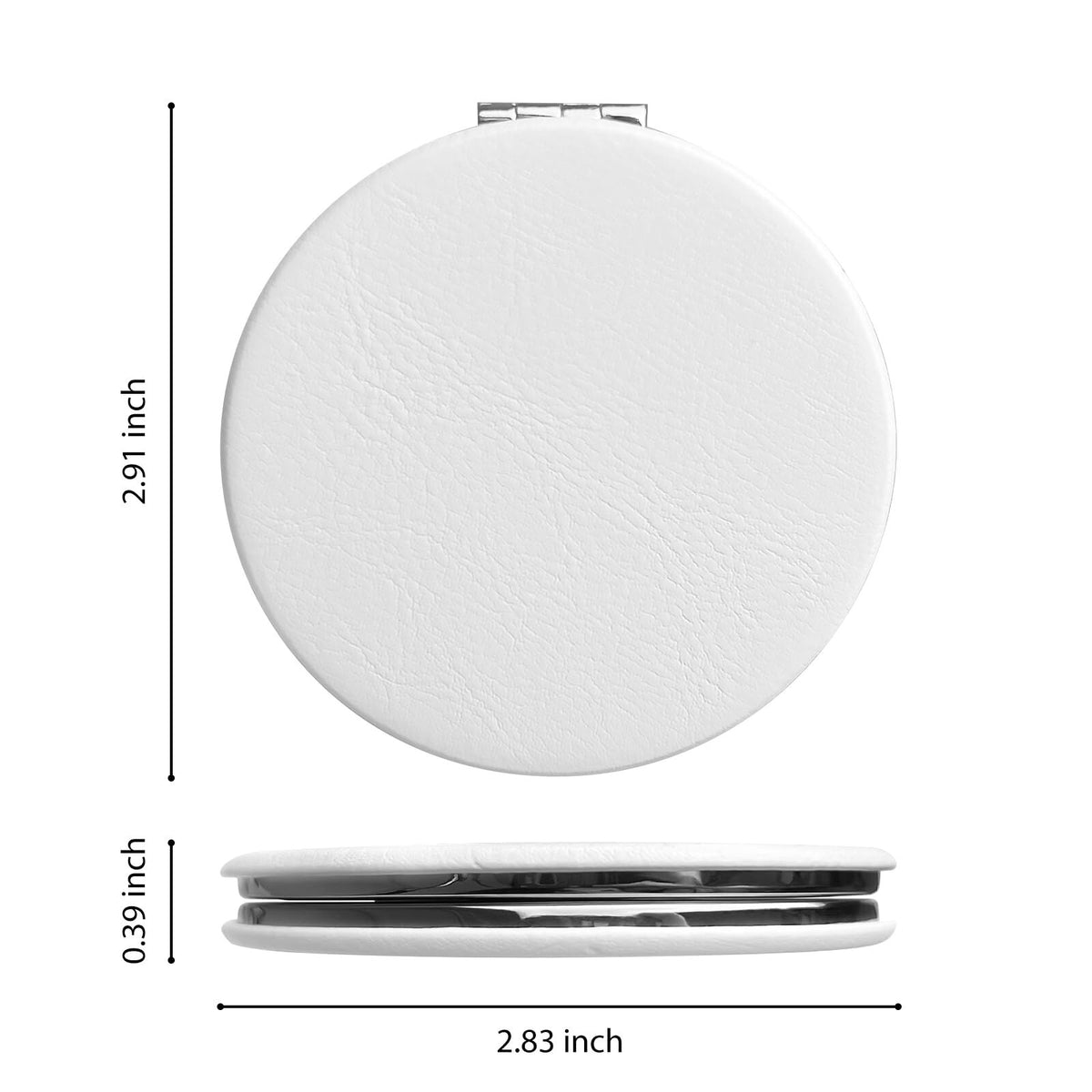 Double-Sided Compact Mirror with PU Leather Cover - 1X/2X Magnification, 2 Pack