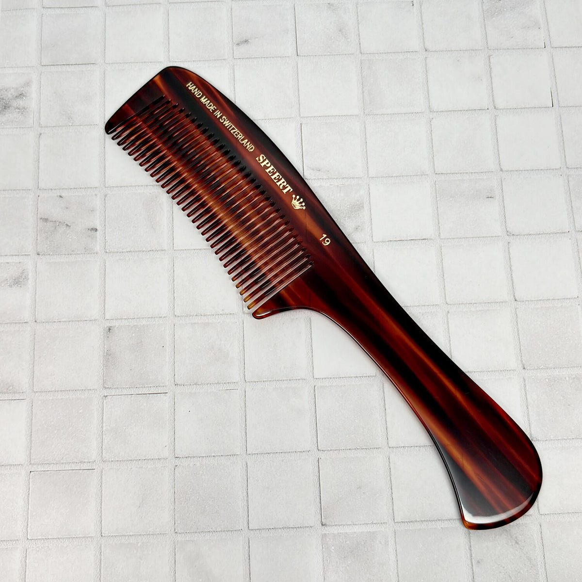 Handmade Swiss Tortoise Cellulose Acetate Comb 7.38 Inches - Style #19