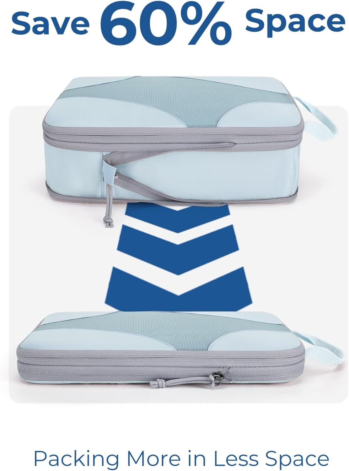 Light Blue Travel Packing Cubes 6-Piece Set for Luggage Organization