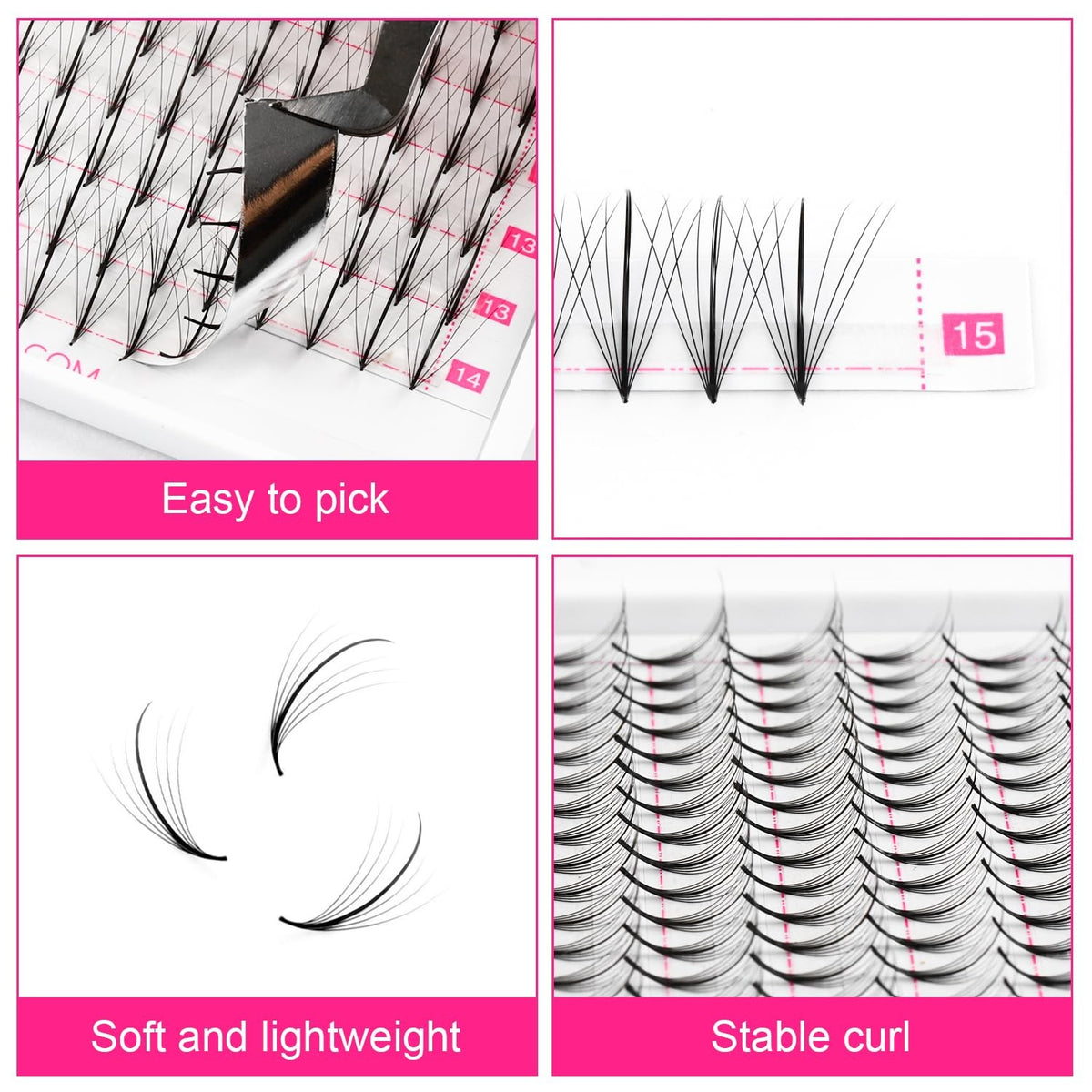 Premade Wispy Lash Extensions 5D 7D Volume Fans Middle Stem Heat Bonded