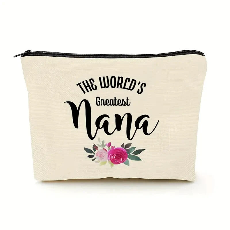Personalized Nana Cosmetic Case - Gift for Greatest Nana Ever, Zipper Makeup Bag