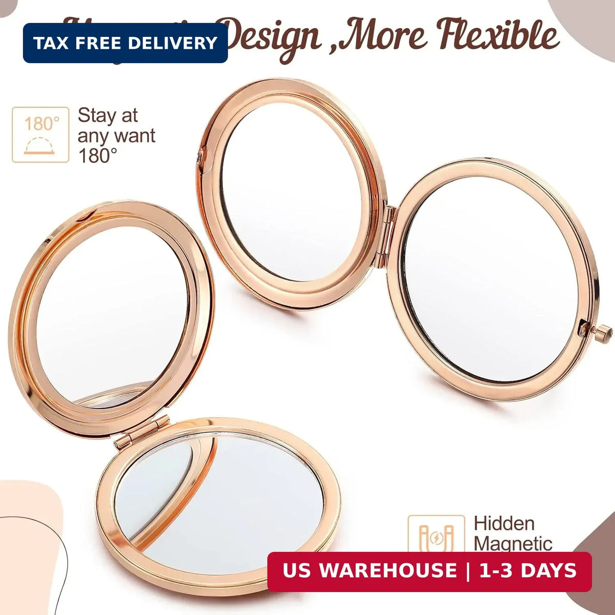 Set of 3 Inspirational Compact Pocket Mirrors with 2x Magnification