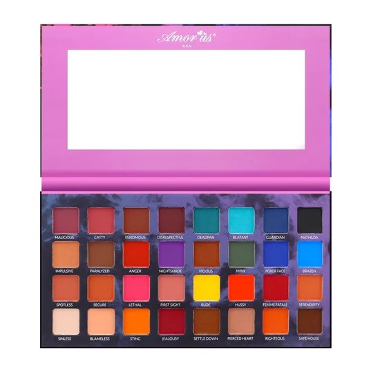 Amor Us Noir Fatale Eyeshadow Palette - 32 Matte Color Shades for Creative Makeup
