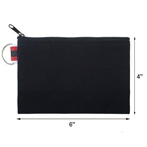 6 Pack Canvas Pouches with Metal Rings - DIY Craft Storage Bags 6x4 Inch