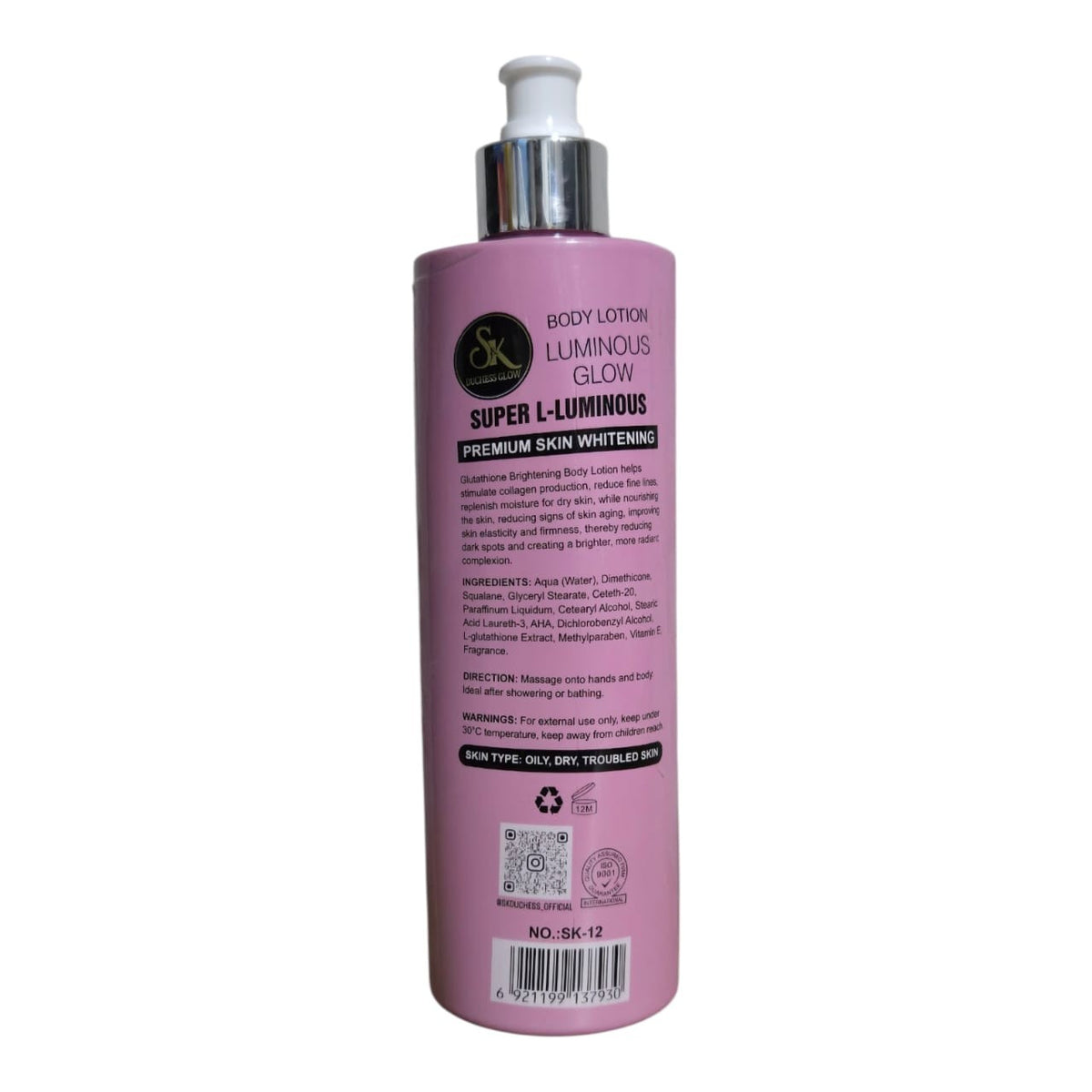 Luminous Body Lotion with Glutathione for Brightening & Hydration - SK Duchess Glow