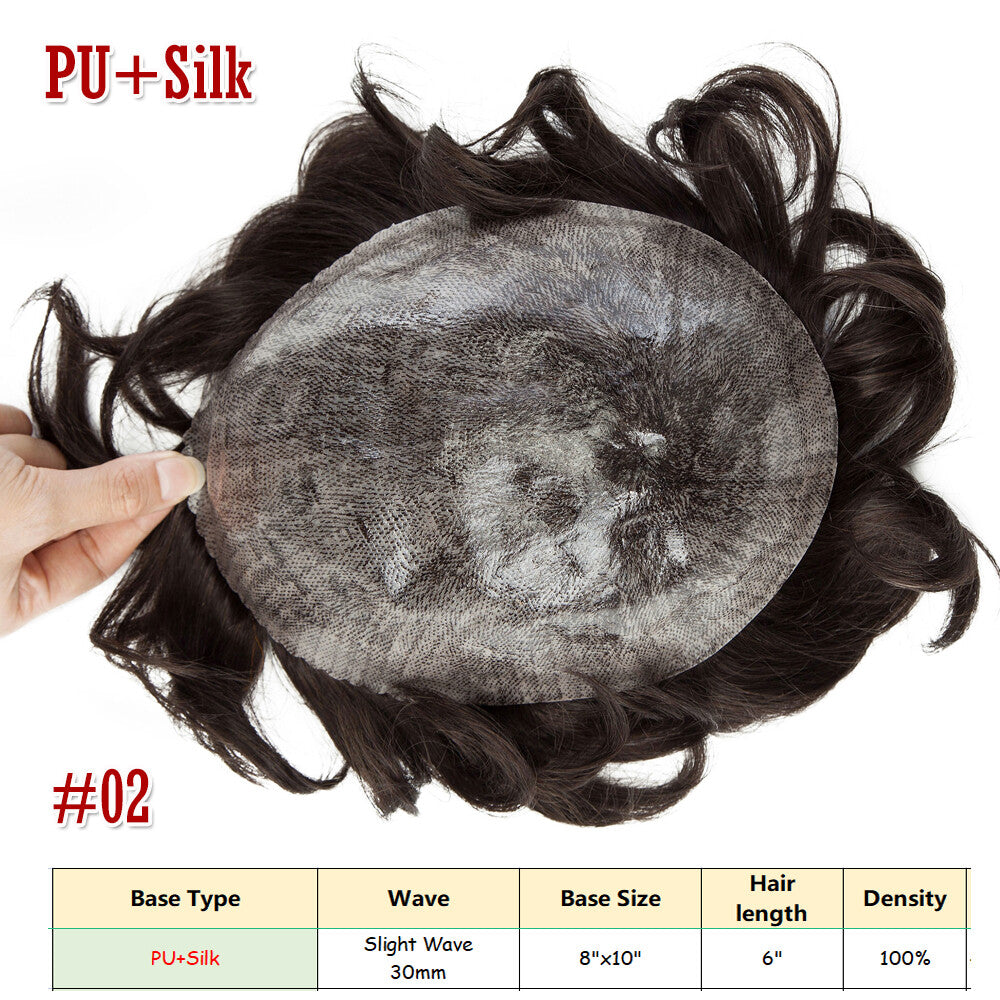 Men's Hair Replacement System Toupee Human Hair Skin V Loop - Natural-Looking Hairpiece