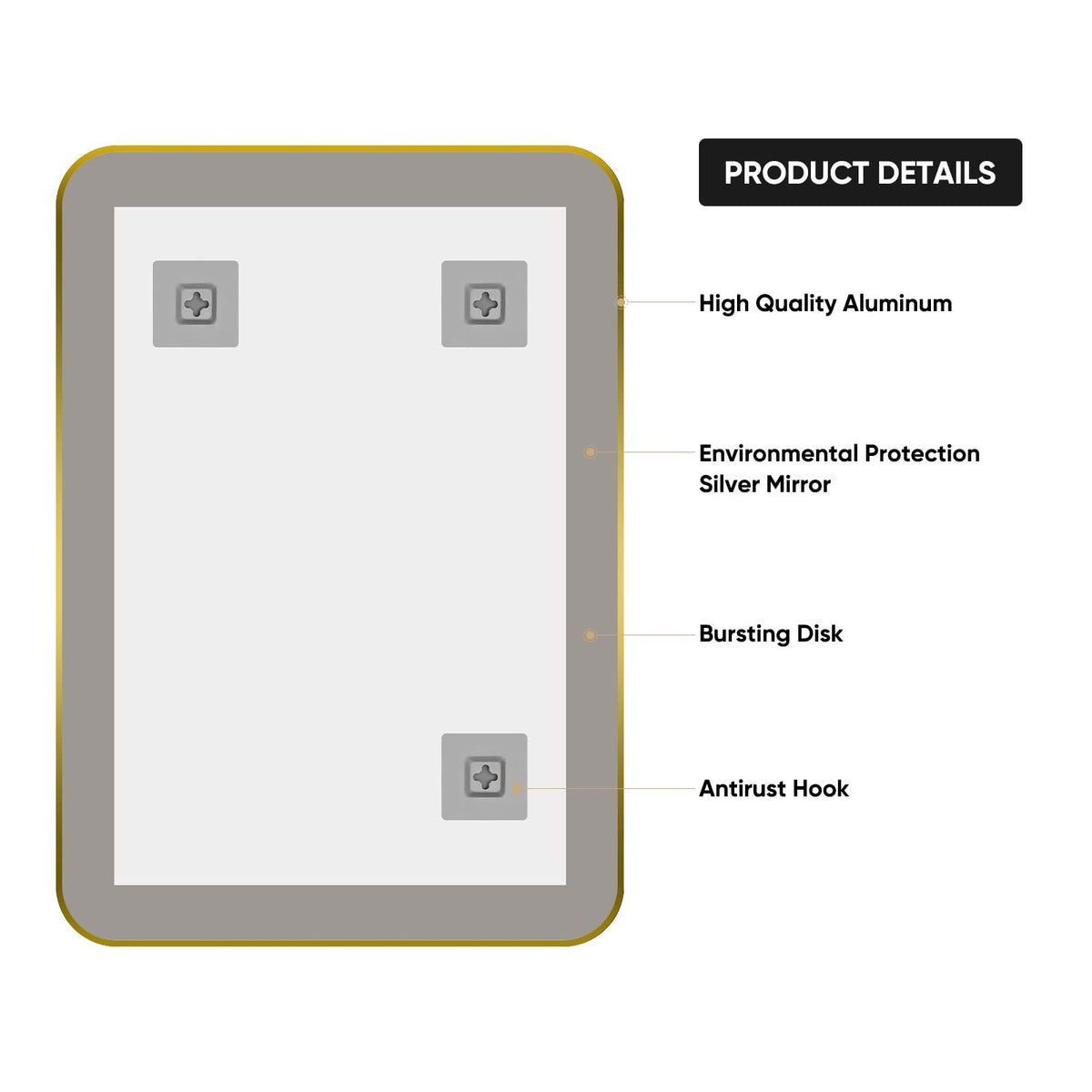 Wall Mounted Bathroom Mirror 20x28 Inch Rectangular Farmhouse Gold Frame