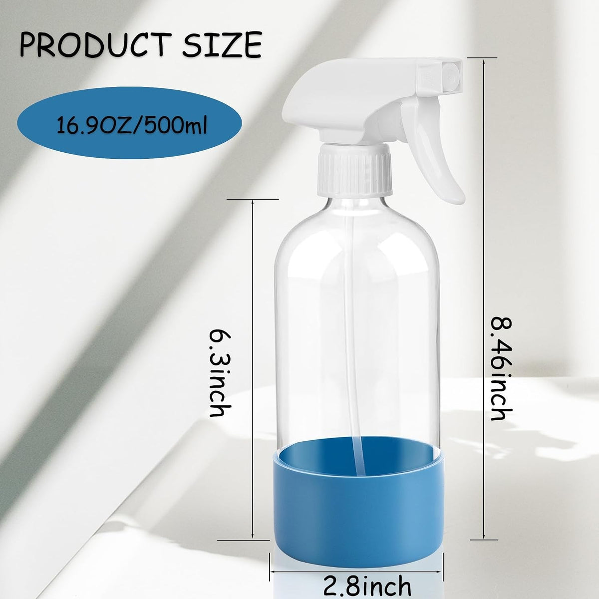 17oz Refillable Spray Bottles Set - Multipurpose Clear Water Sprayers for Gardening Cleaning and DIY