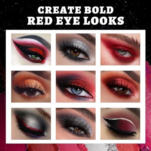 Halloween Eyeshadow Palette Set - Black Red Shimmer Matte Metallic