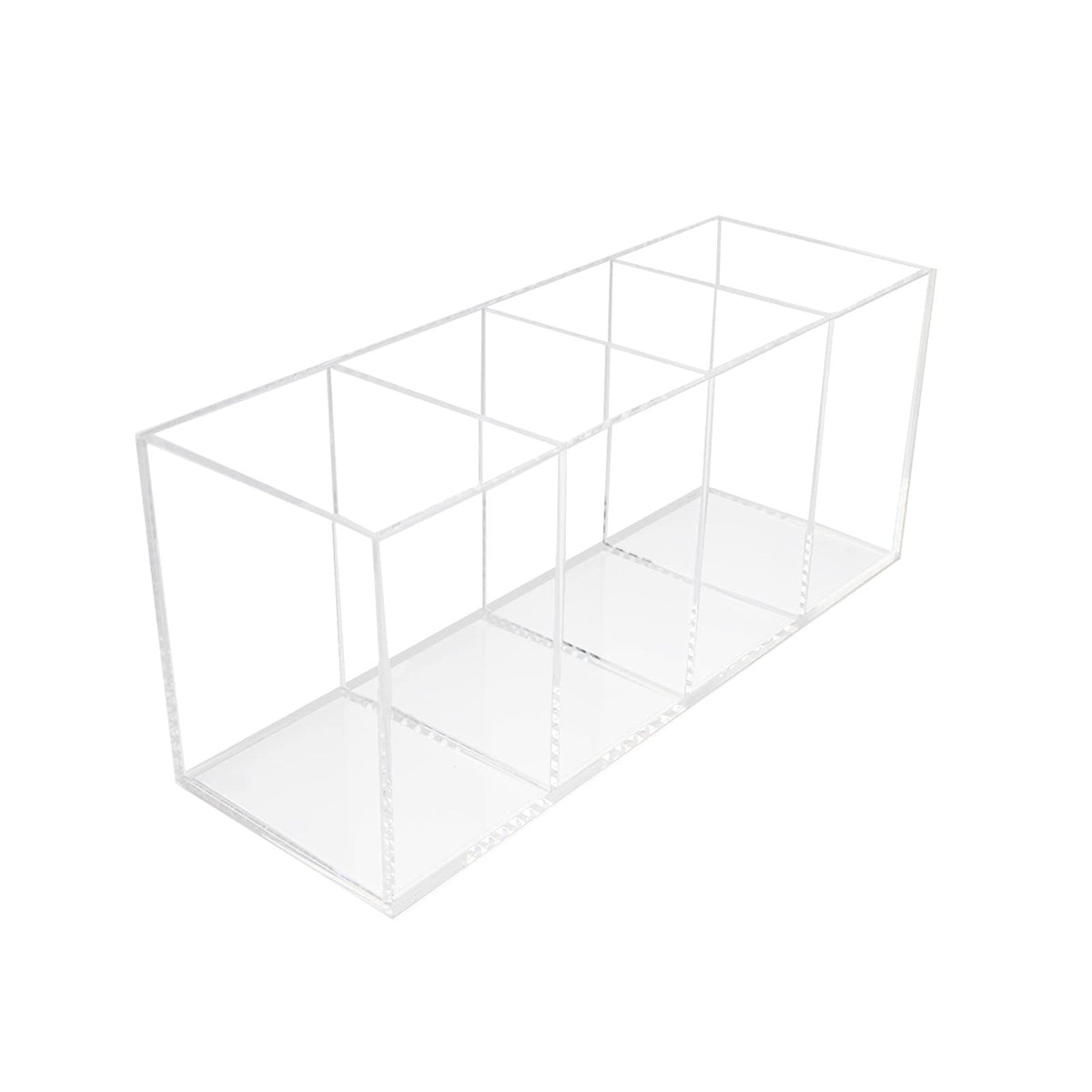 4-Compartment Acrylic Pen & Makeup Brush Holder Desktop Organizer