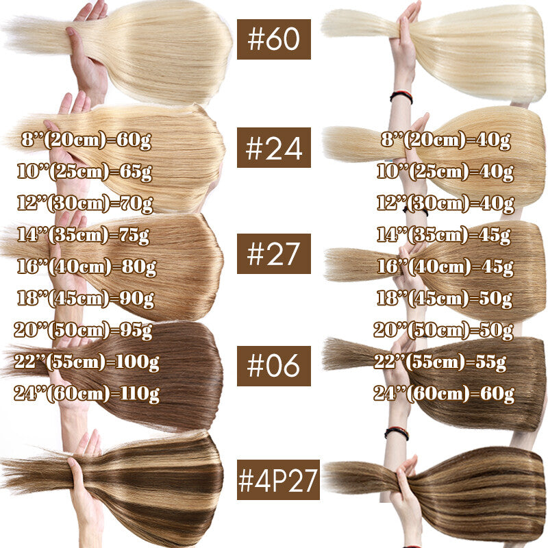 Remy Human Hair Extensions - Clip-In Full Head Set, 3/4 Thickness, 10-40 Inches