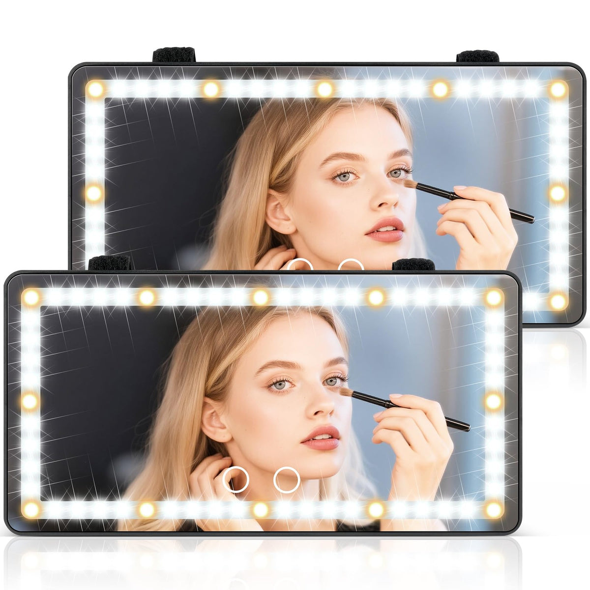 Rechargeable Car Sun Visor Vanity Mirror with 60 LEDs and 3 Light Modes