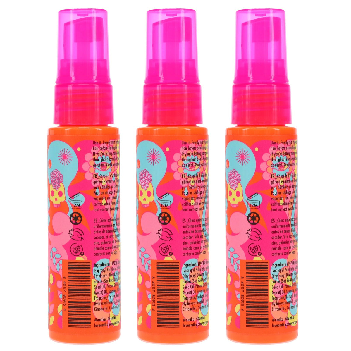 Amika Silicone-Free Detangling Primer 1 oz - 3 Pack Salon Hair Care