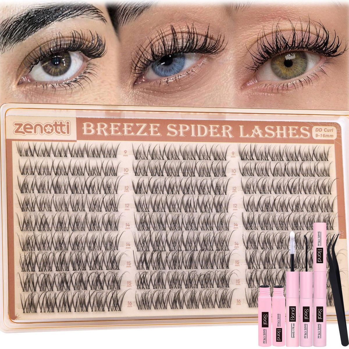 Lash Clusters Kit with DD Curl - Black Spider Breeze Style for Glamorous Eyes