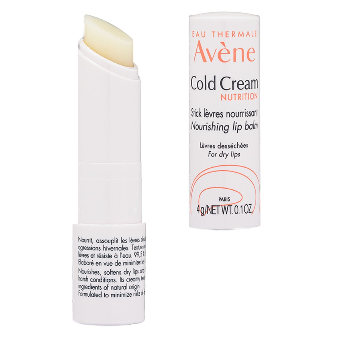 Avene Cold Cream Nourishing Lip Balm Stick 4g - Hydrating, Fragrance-Free, Water-Resistant