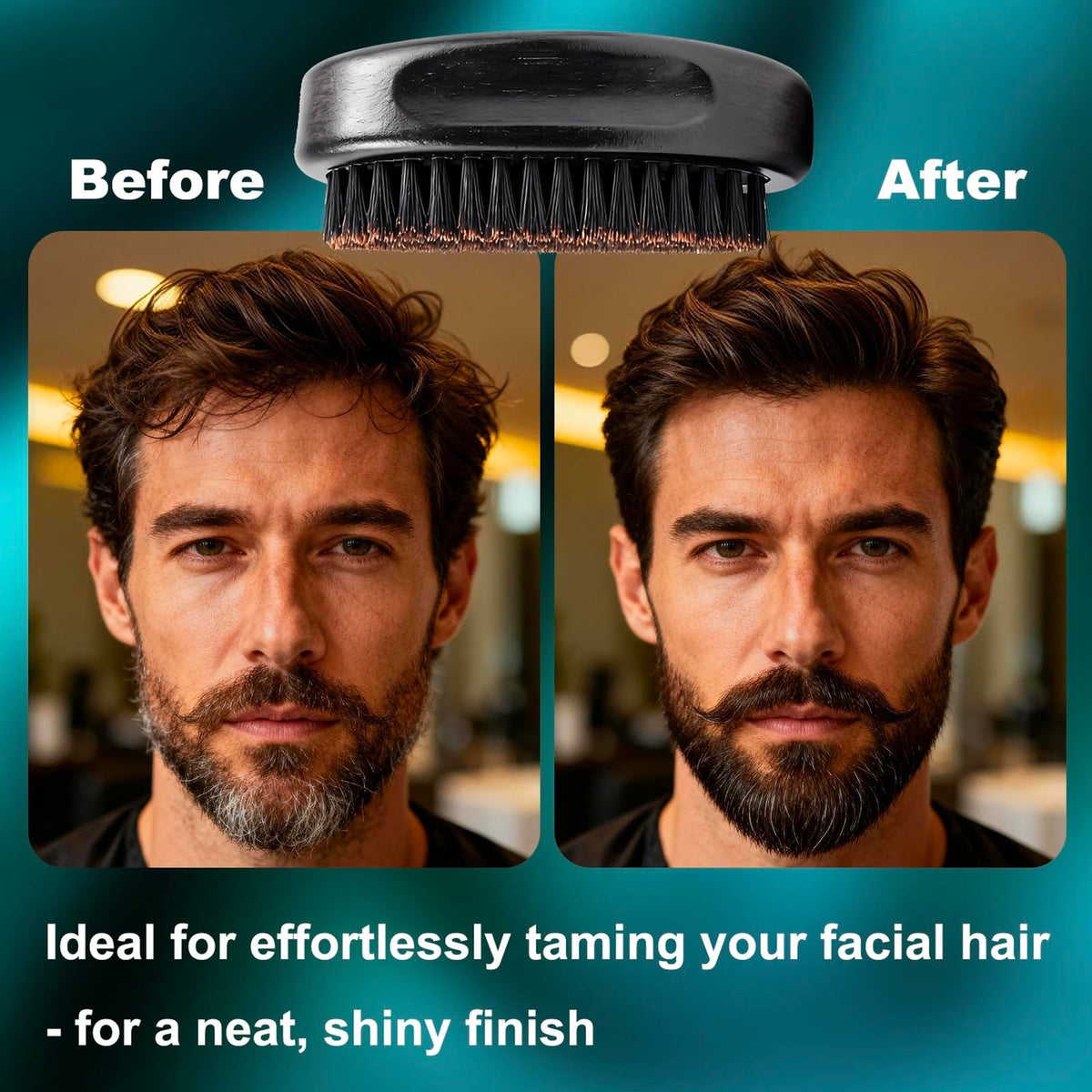 Natural Boar Bristle Beard Brush - 4.3 Inch Men’s Grooming Tool