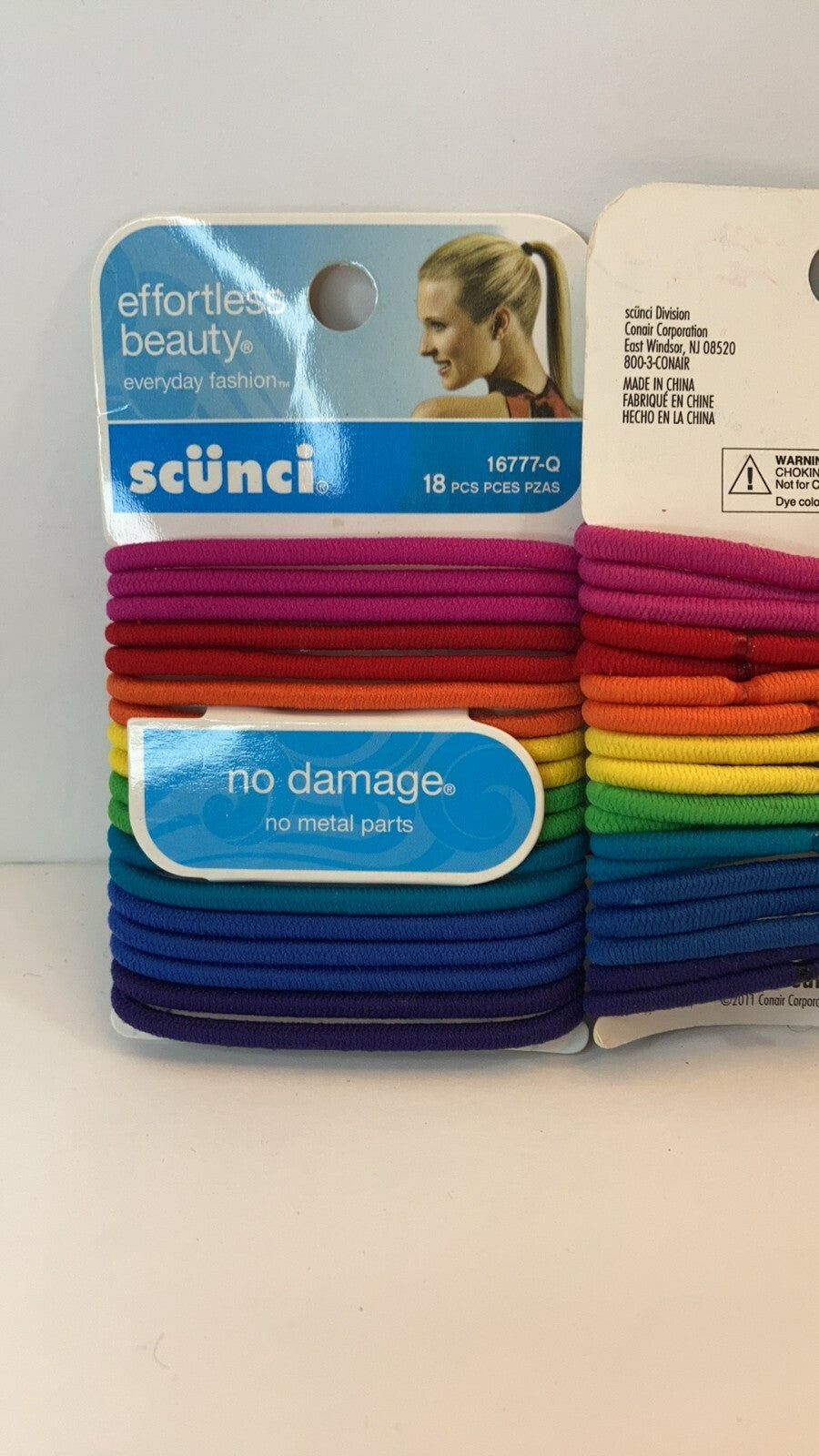 Scunci Hair Ties Ponytail Elastics No Metal Rainbow Pink Red Orange