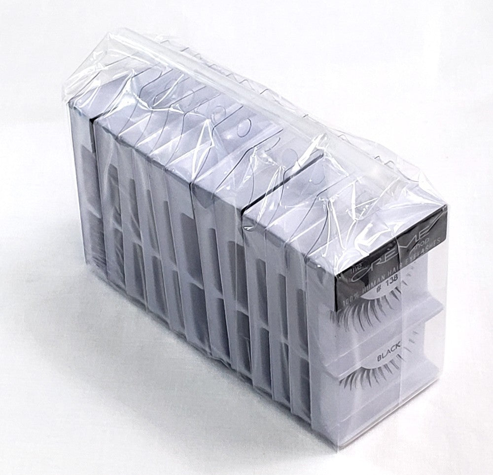 12 Pack Human Hair False Eyelashes #138 Natural Touch Light Weight Handmade