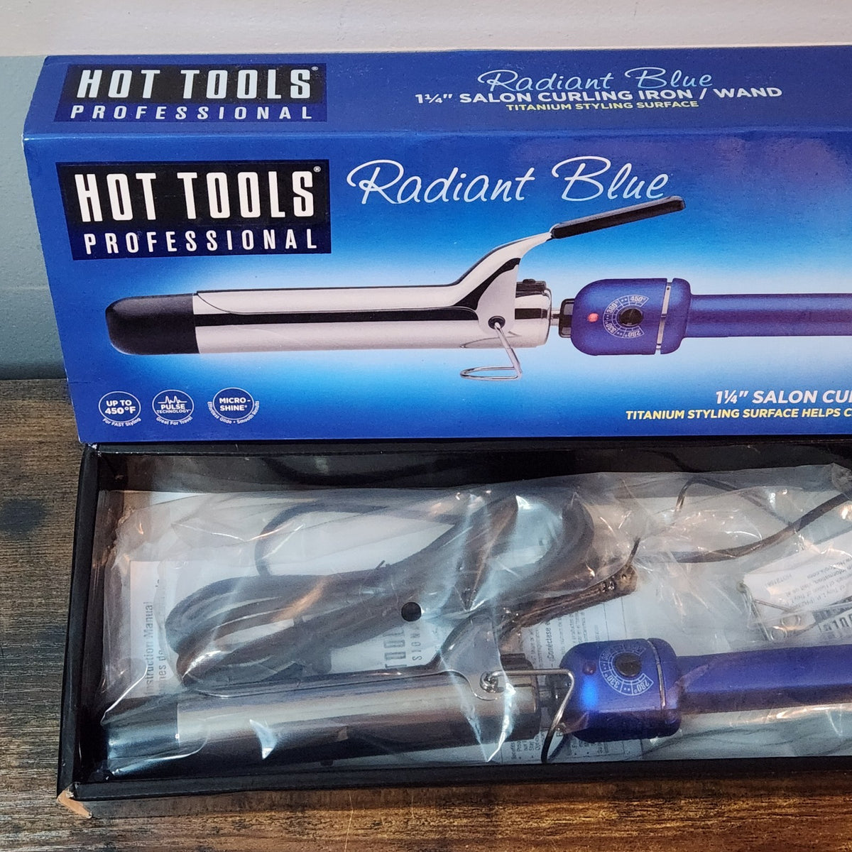 Professional Titanium Curling Iron 1-1/4 Inch Blue Hair Styling Tool