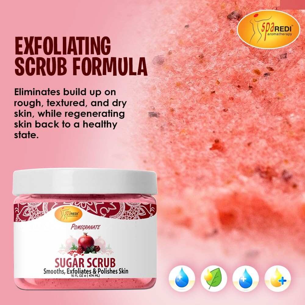 Sugar Body Scrub Exfoliant with Pomegranate – 16 oz