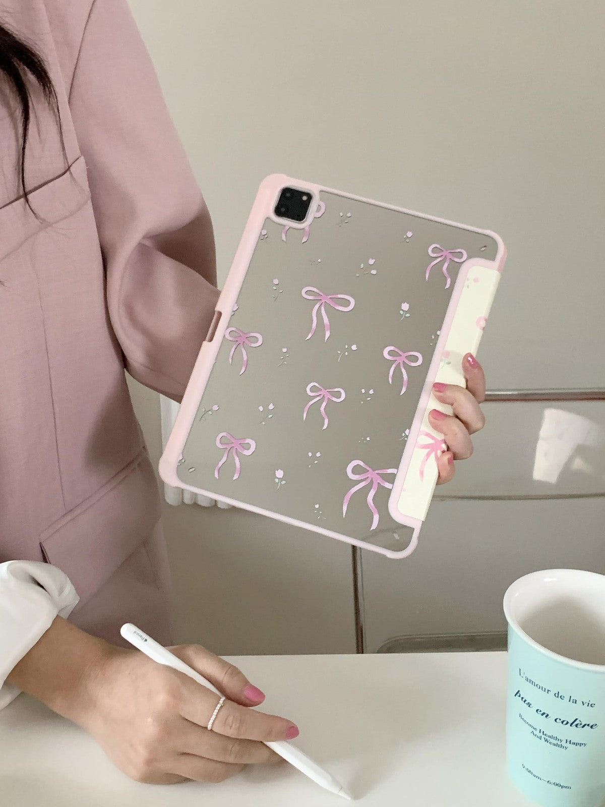 Leather iPad Folio Case with Kickstand & Stylus Holder for 9th Gen 10.2-Inch