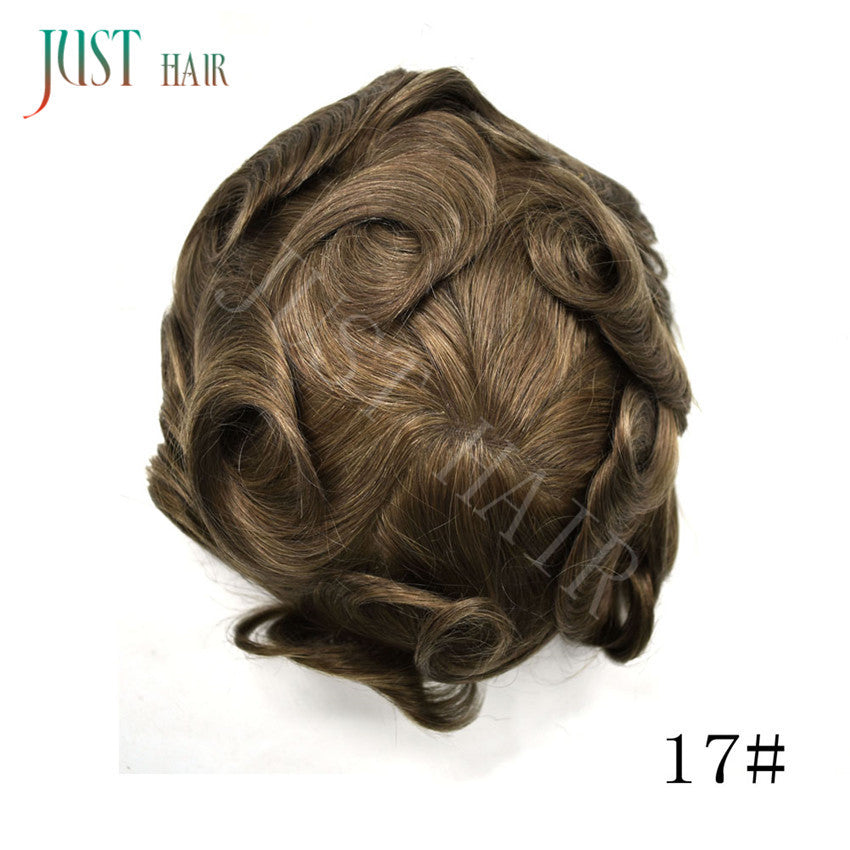 Men's Bleached Lace Front Hair Replacement Toupee - Natural Hairline, Virgin Human Hair