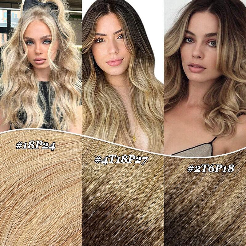 Russian Tape in Remy Hair Extensions Full Head - 100% Human Hair Skin Weft