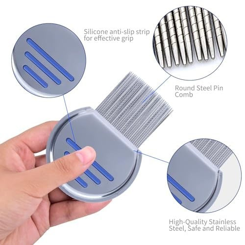 9 Pcs Lice & Flea Combs Set - Double Sided Fine Tooth Hair & Pet Flea Comb