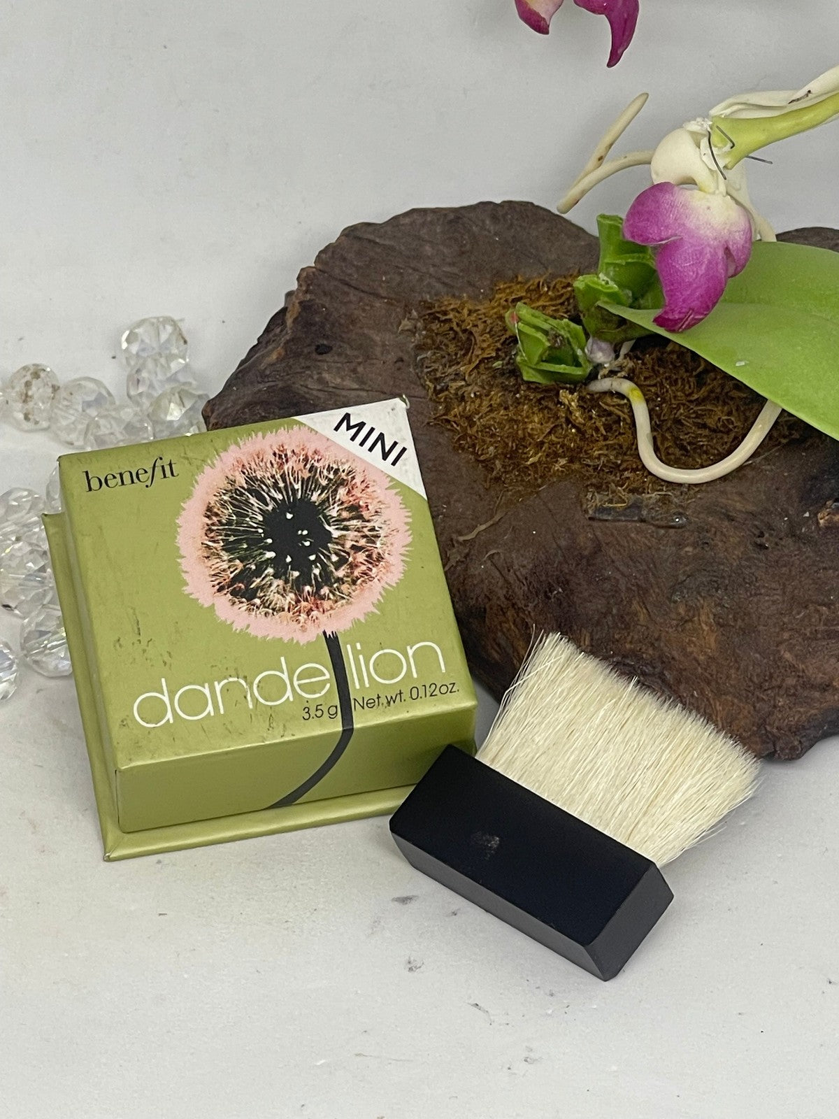 Benefit Dandelion Blush with Brush - Baby Pink, Travel Size, Satin Finish