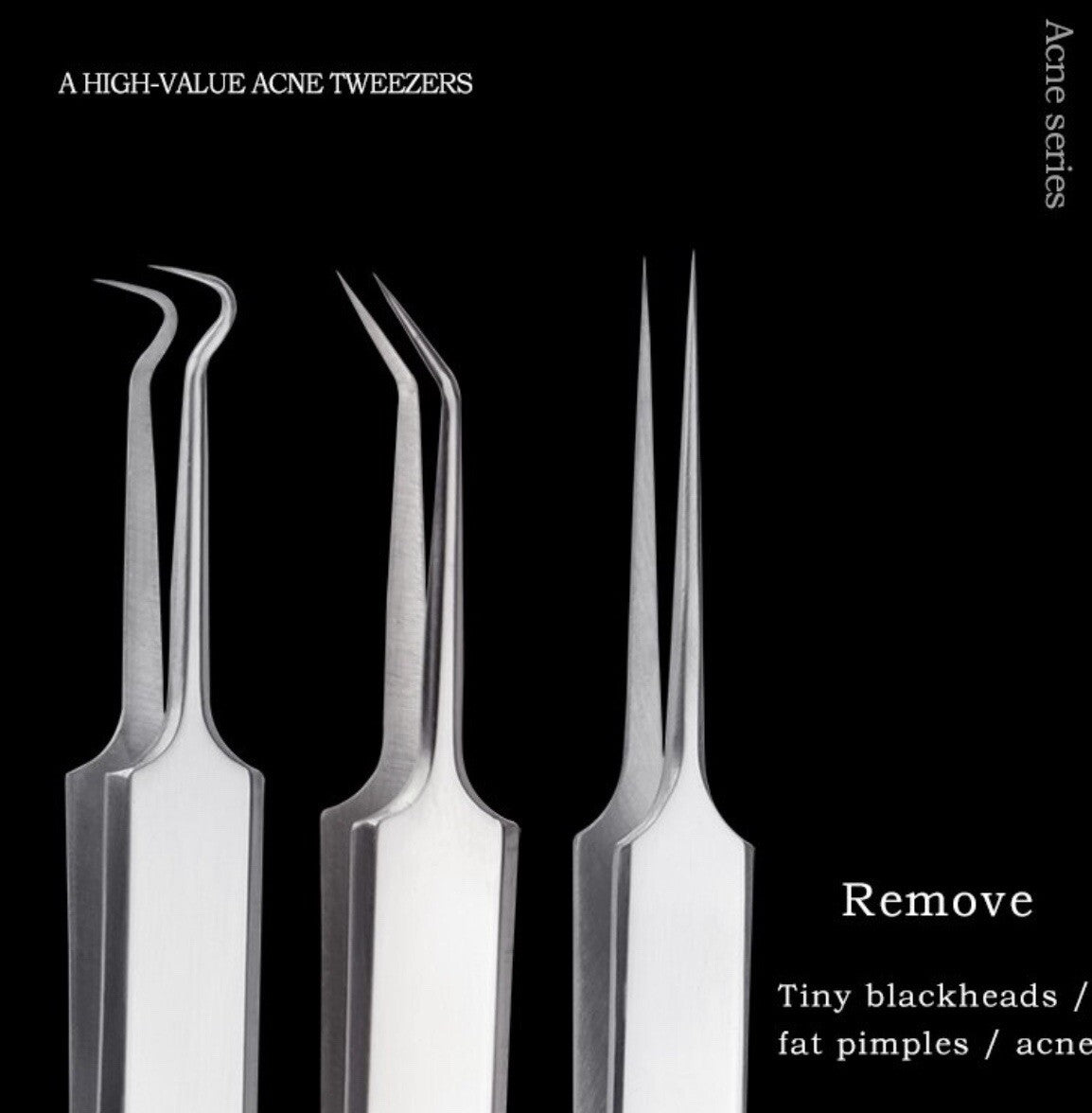 3Pcs Acne Pimple Blackhead Remover Tweezers Set - Facial Skin Care Tools
