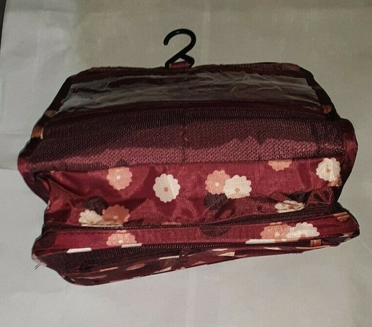 Hanging Travel Toiletry Bag - Floral Daisy Mint Cosmetic Organizer