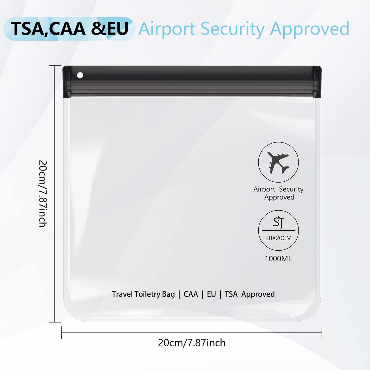 TSA Approved Travel Toiletry Bag 1 Quart Leakproof EVA Transparent Storage