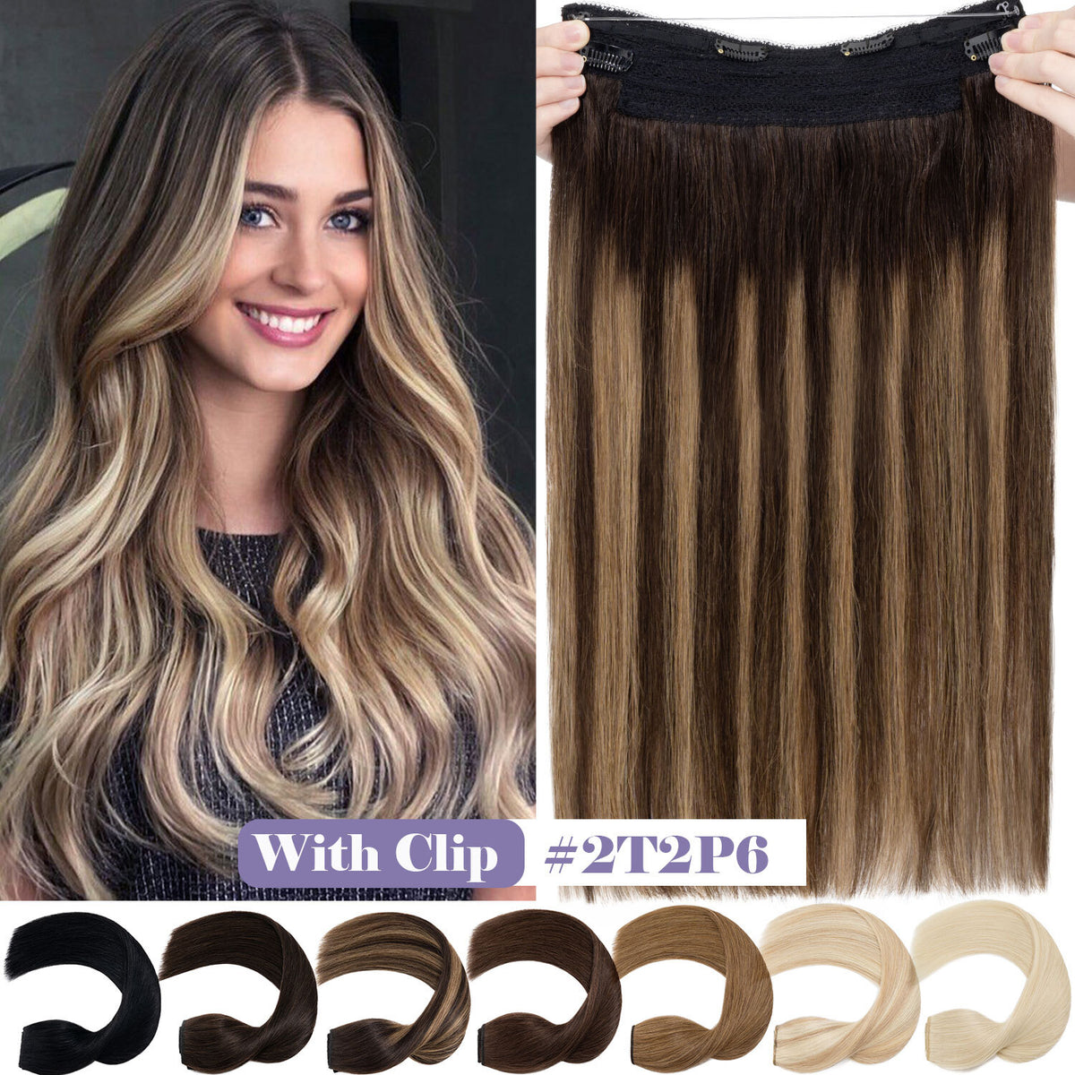 Invisible Wire Clip-In Human Hair Extensions - Thick & Natural Look