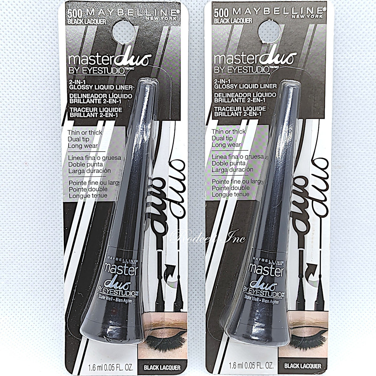 Maybelline Eyestudio Master Duo 2-in-1 Glossy Liquid Eyeliner - Black Lacquer, Pack of 2