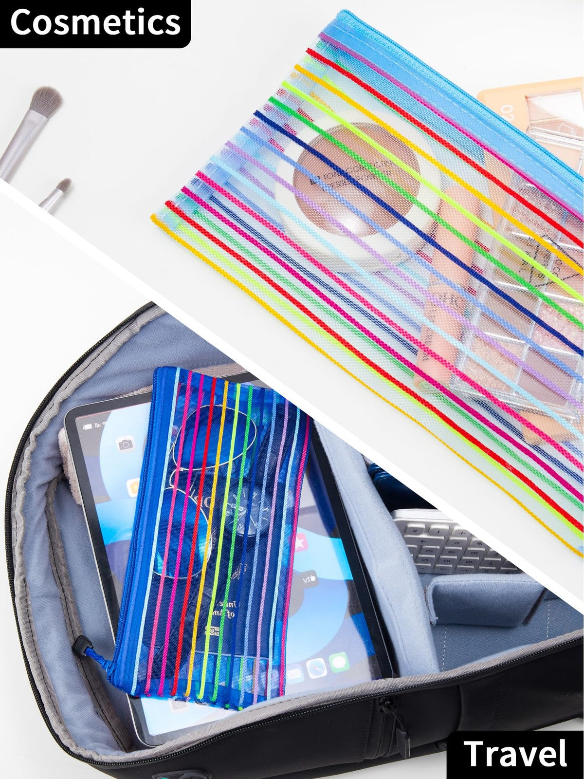40 Pack Mesh Zipper Pouches for Travel, School & Cosmetics Storage