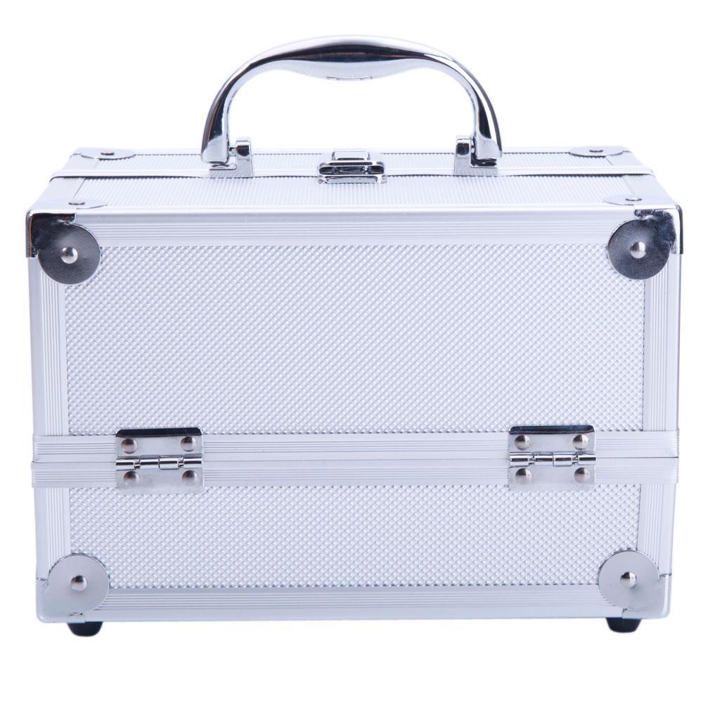 Portable Aluminum Makeup Train Case with Mirror & Compartments