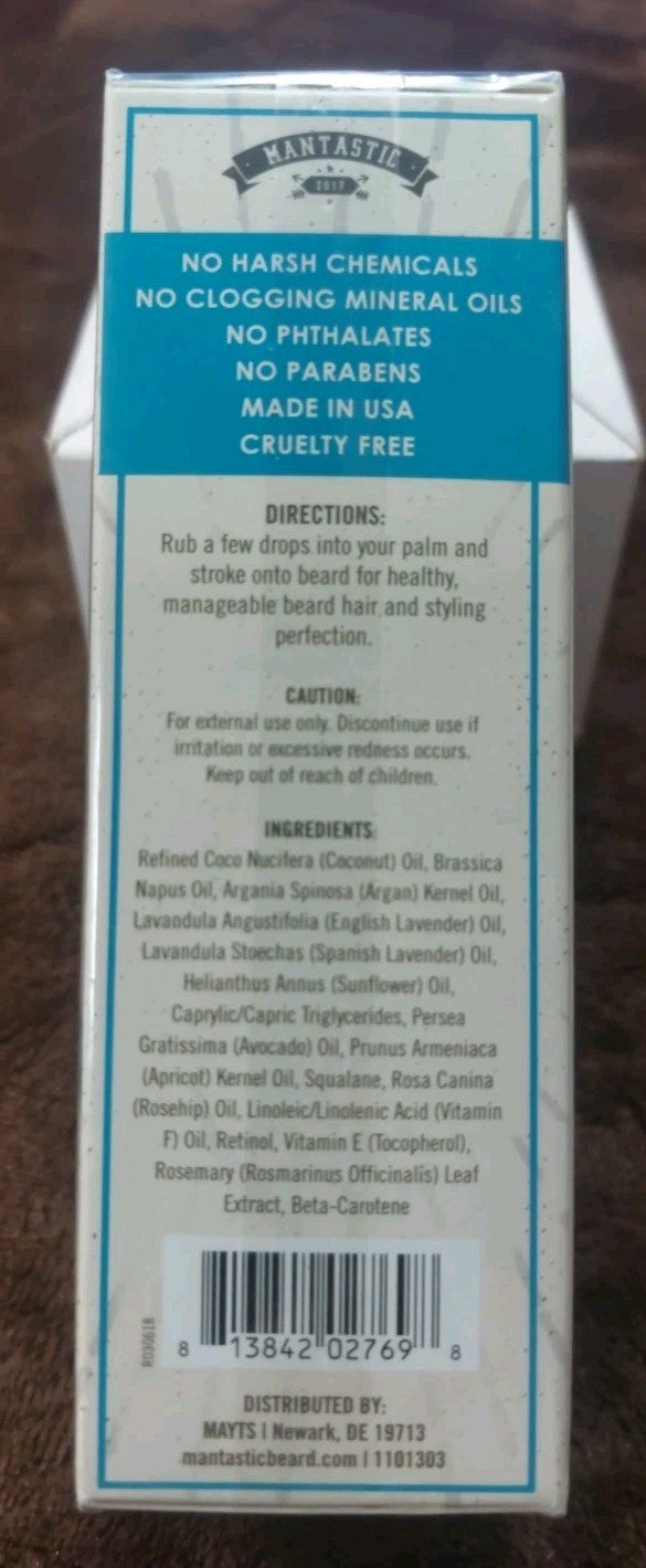 Mantastic Argan Beard Oil 2 fl oz - Smoothing Facial Hair & Mustache Care