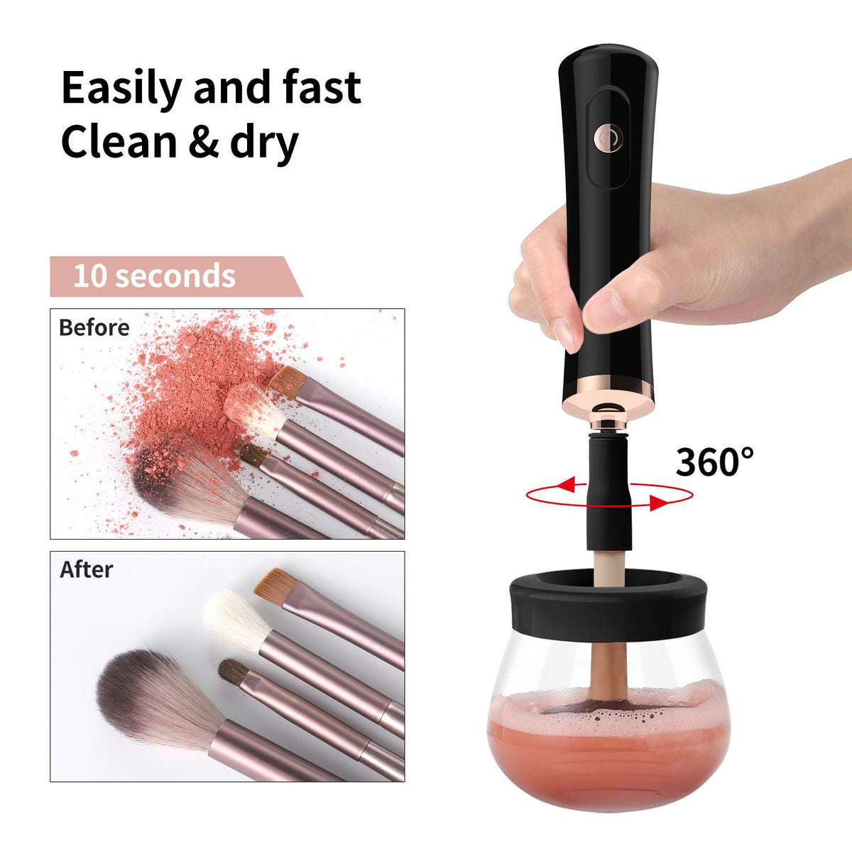 Electric Makeup Brush Cleaner and Dryer Machine - Fast Cleaning and Drying for Cosmetic Brushes