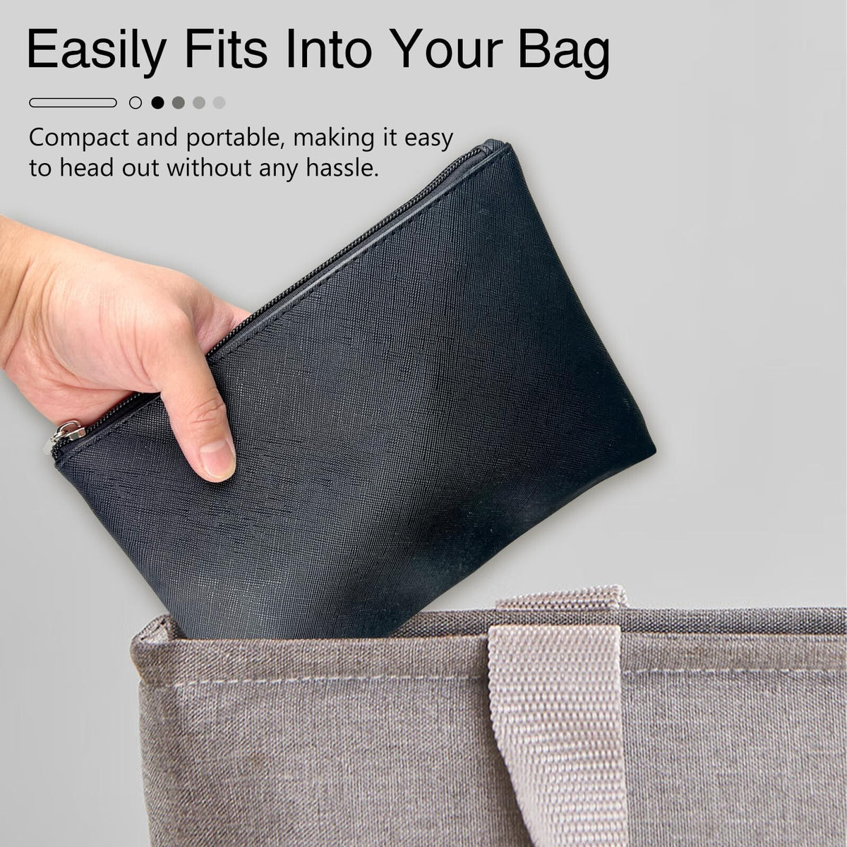 Small Vegan Leather Makeup Bag for Travel with Zipper - Compact Cosmetic Pouch