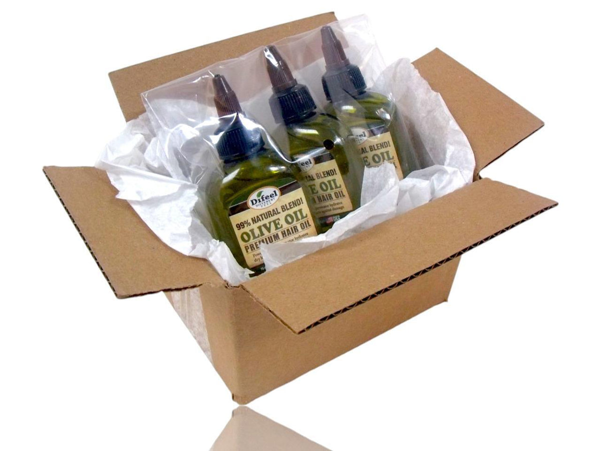 Natural Olive Oil Hair Treatment - 3 Bottles, Alcohol-Free, 2.5 oz Each
