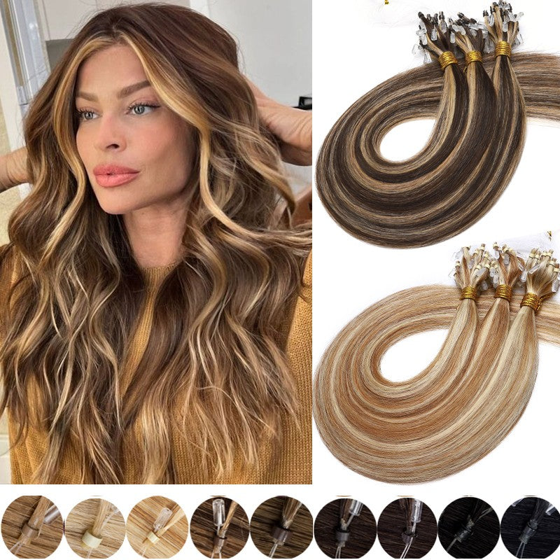 100% Real Remy Hair Extensions Micro Loop Ring Beads 100g/200 Strands
