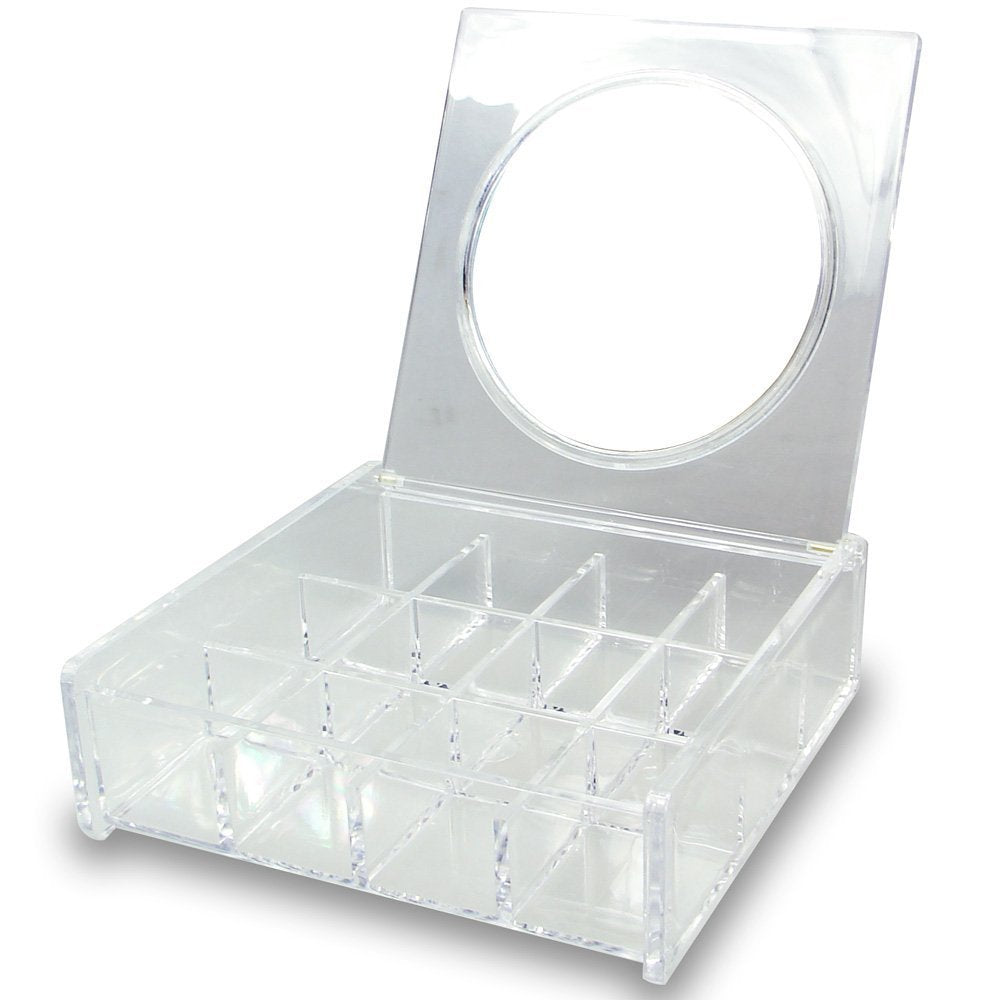 Jewelry and Cosmetic Storage Organizer with Mirror Lid, 12 Compartments
