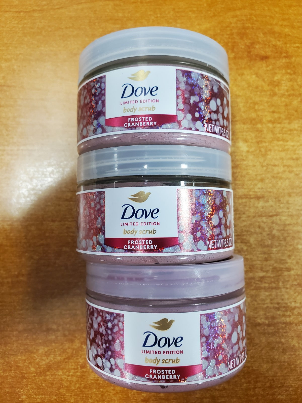 3 Pack: Dove LIMITED EDITION Body Scrub Frosted Cranberry 3.5 oz. ea